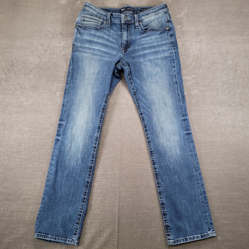 BKE Jake Straight Leg Mens Blue Jeans Actual Sz 30x29 Med Wash Stretch Coolmax